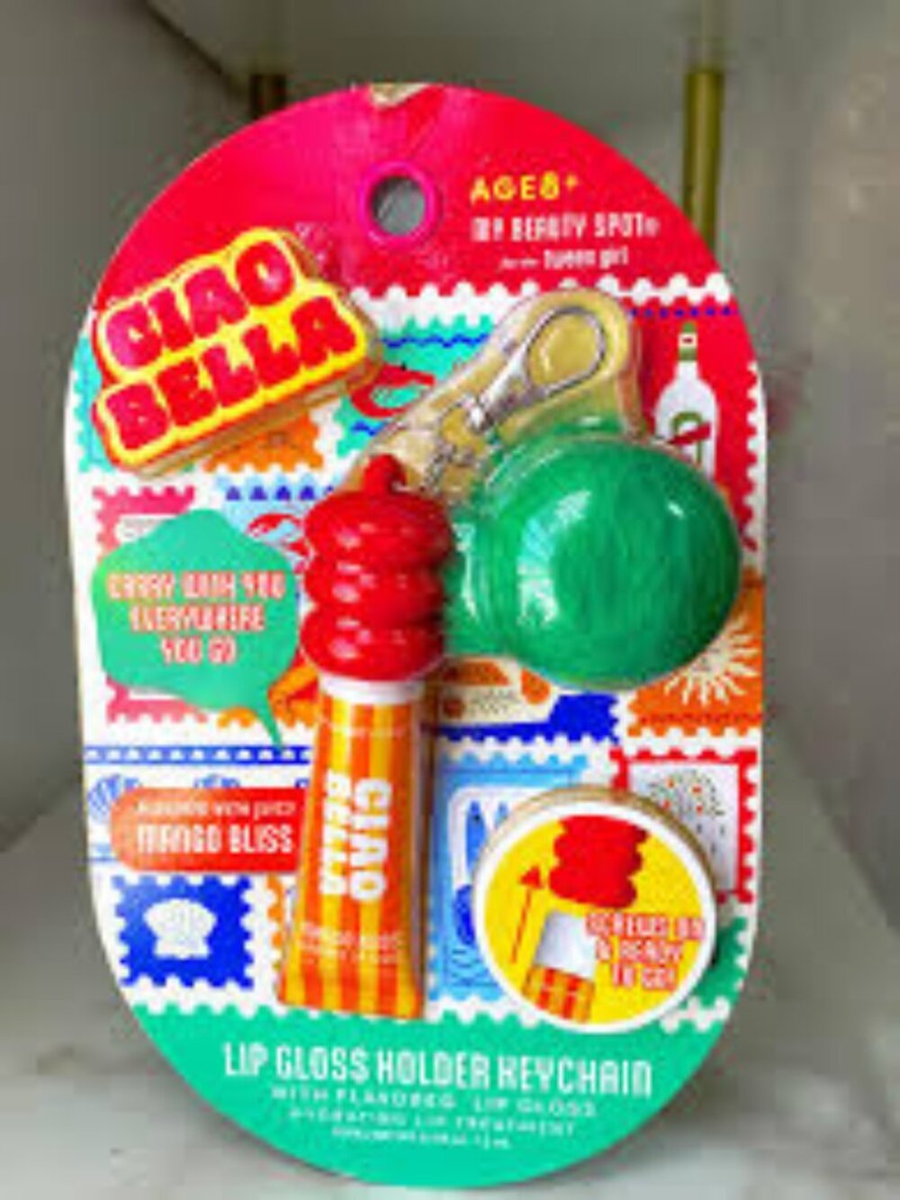 NWT My Beauty Spot Ciao Bella Mango Bliss Lip Gloss Holder Keychain